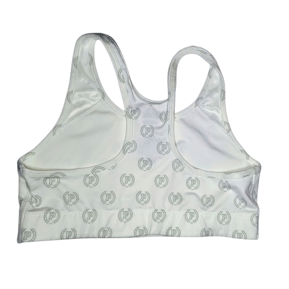 Victoria's Secret PINK Ultimate Unlined White Sports Bra With P Emblem Pattern L - Picture 3 of 6